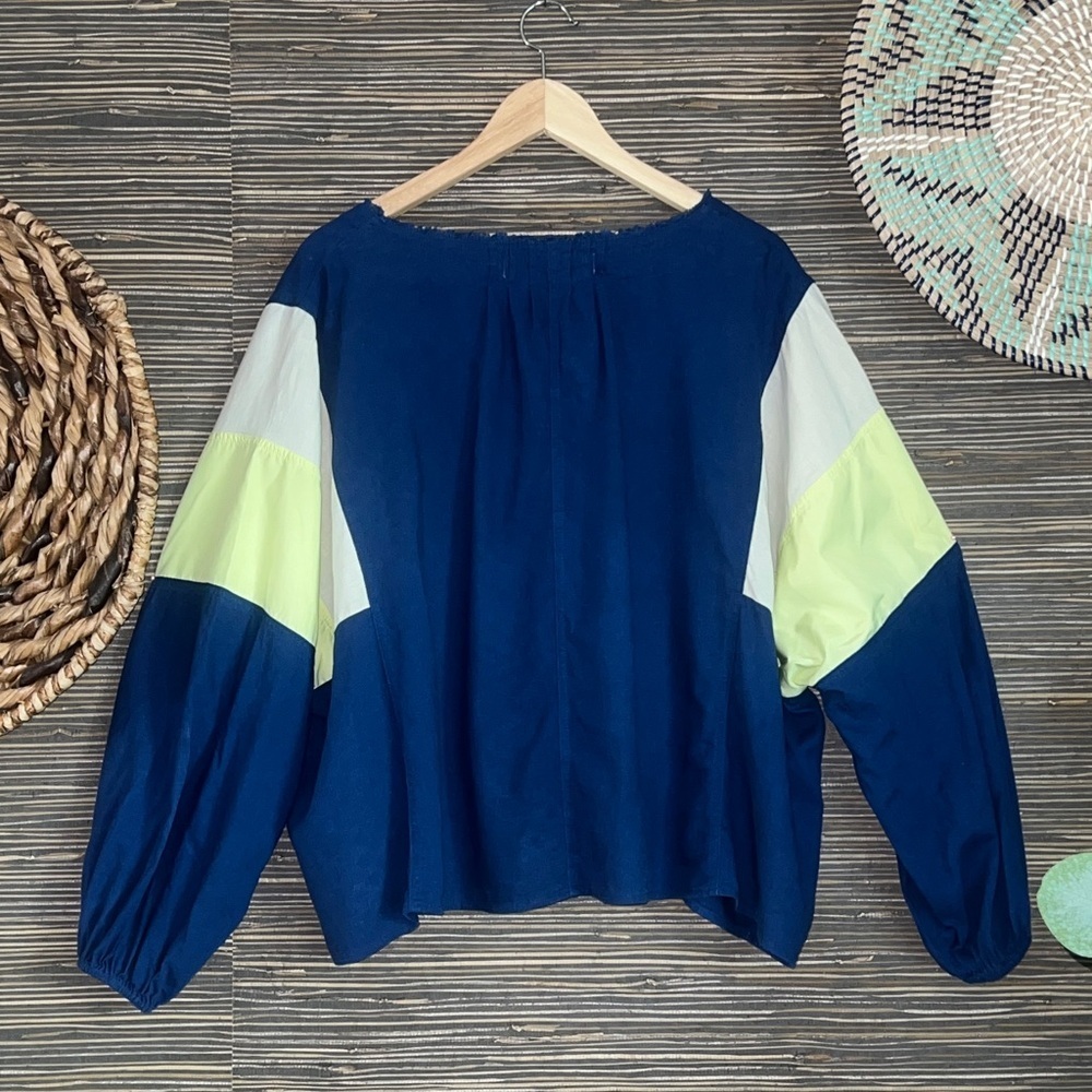 Free People Beating Hearts Pullover Windbreaker Top Navy combo XS - Picture 4 of 16